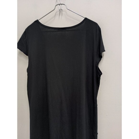 ICantoo Womens T-Shirt Dress Large Black Minimalist Capsule Midi Cap Sleeve - Picture 9 of 9